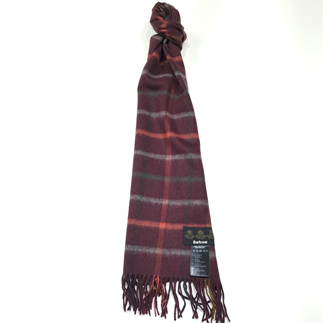 MX498 바버 울캐시미어 타탄체크 버건디 머플러 목도리 상품이미지5