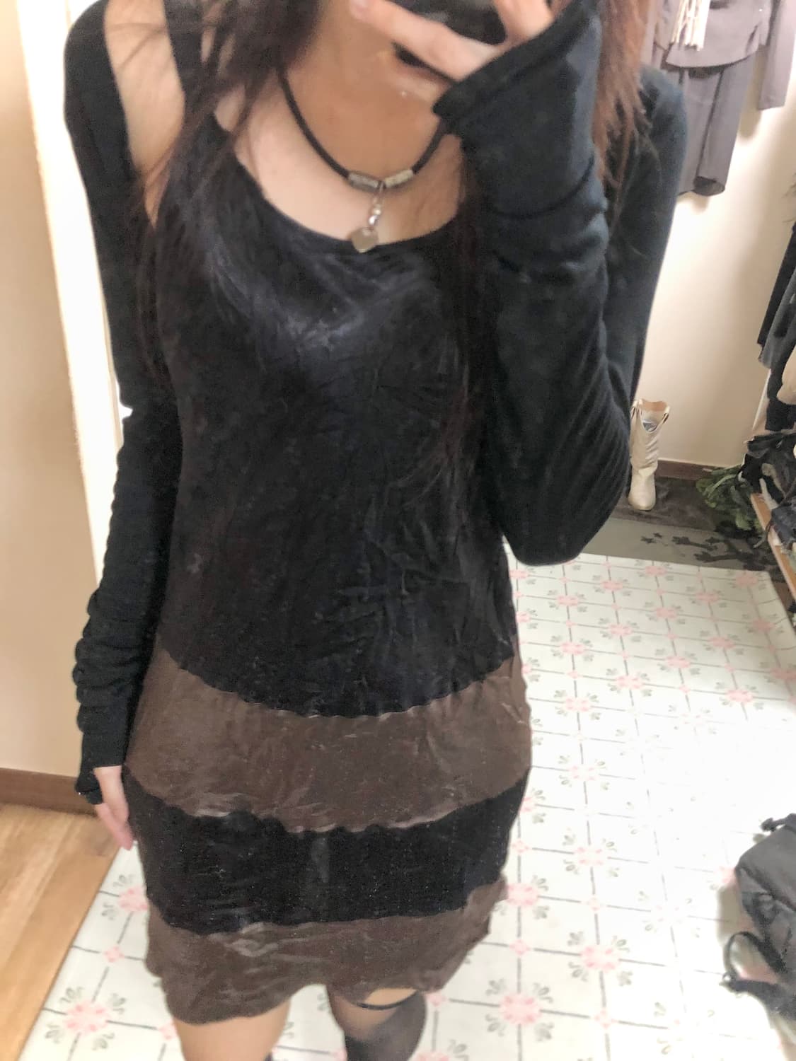 실크 배색 원피스 상품이미지4