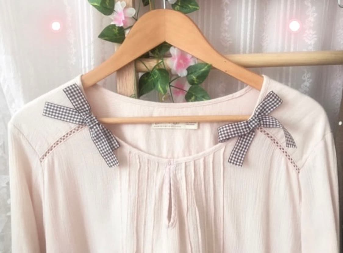 딸기초코 리본 블라우스 탑 스커트 세트 모리걸 페어리 갸루 로걀 빈티지 상품이미지2