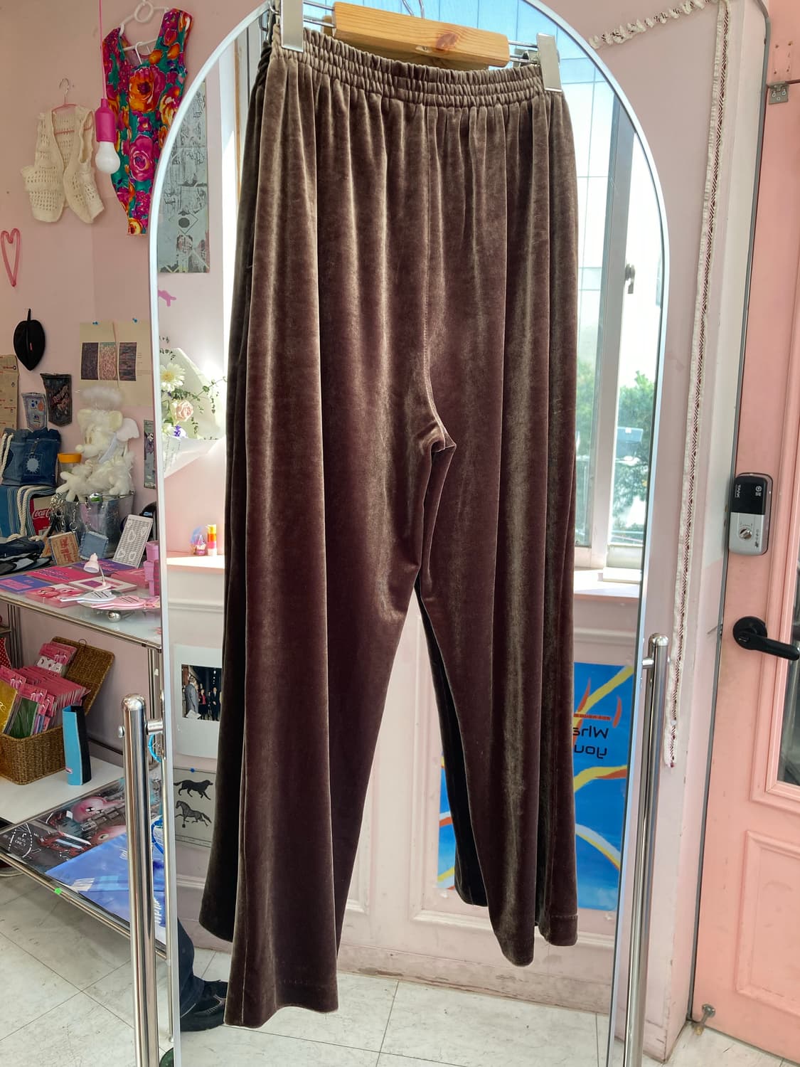 카키브라운 빈티지 벨벳 밴딩 팬츠 상품이미지4