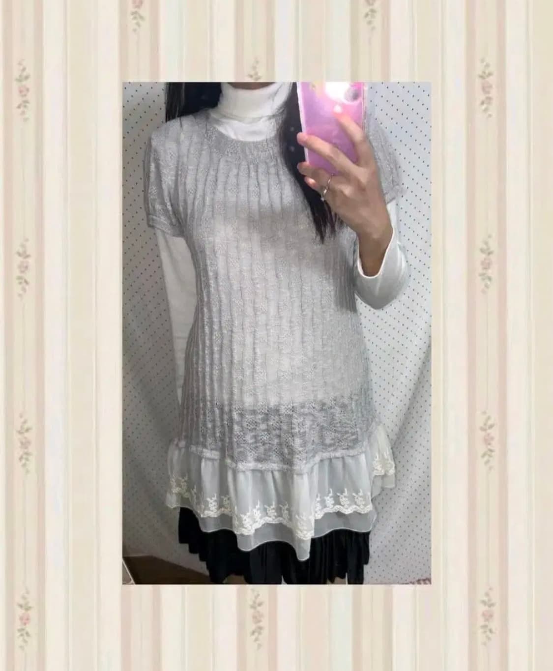 몽글 카메 빈티지 모리걸 사와코 니트 레이스 원피스 너에게닿기를 상품이미지2