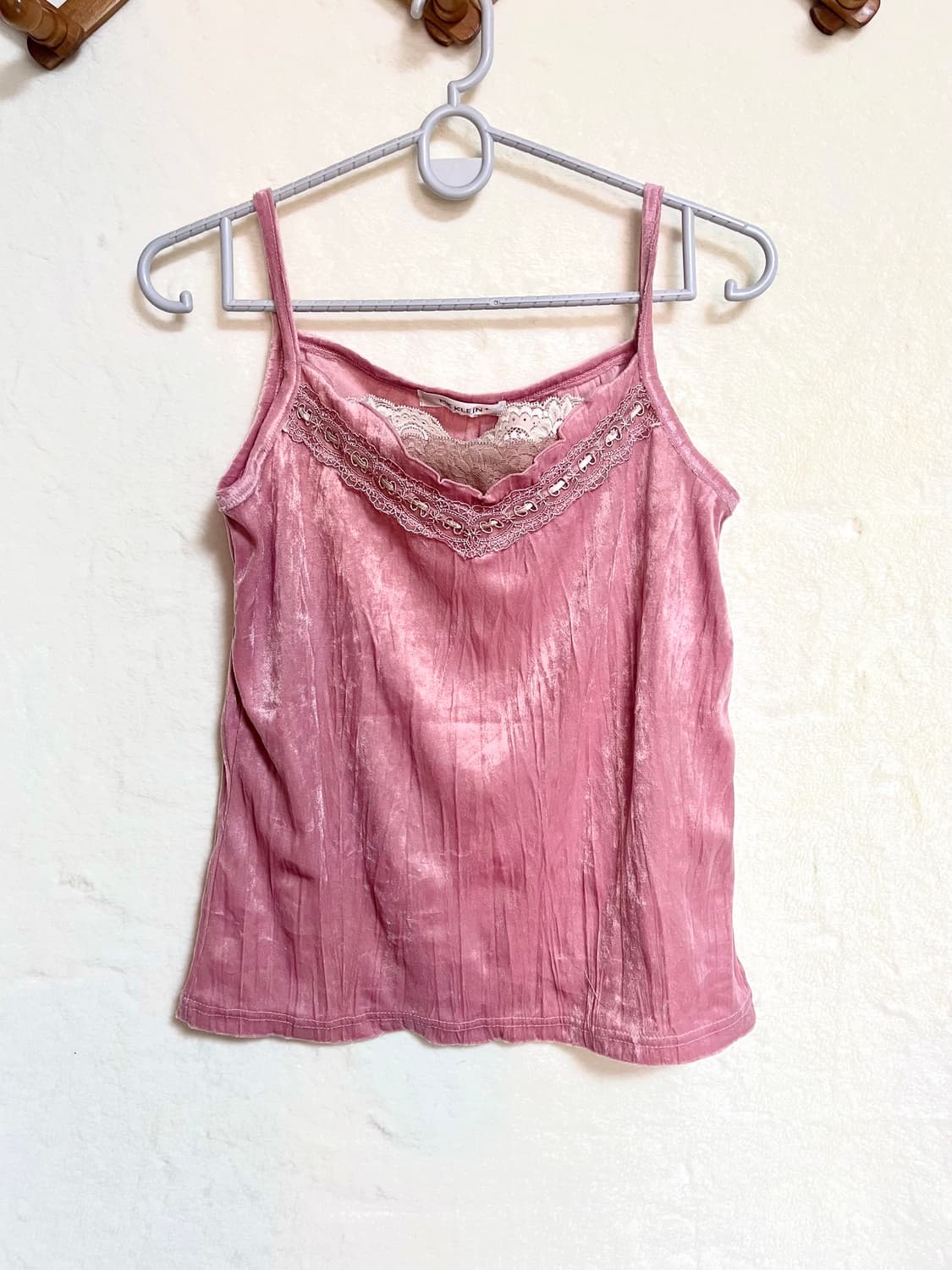 빈티지 벨벳 핑크 슬리브리스 레이어드 상품이미지1