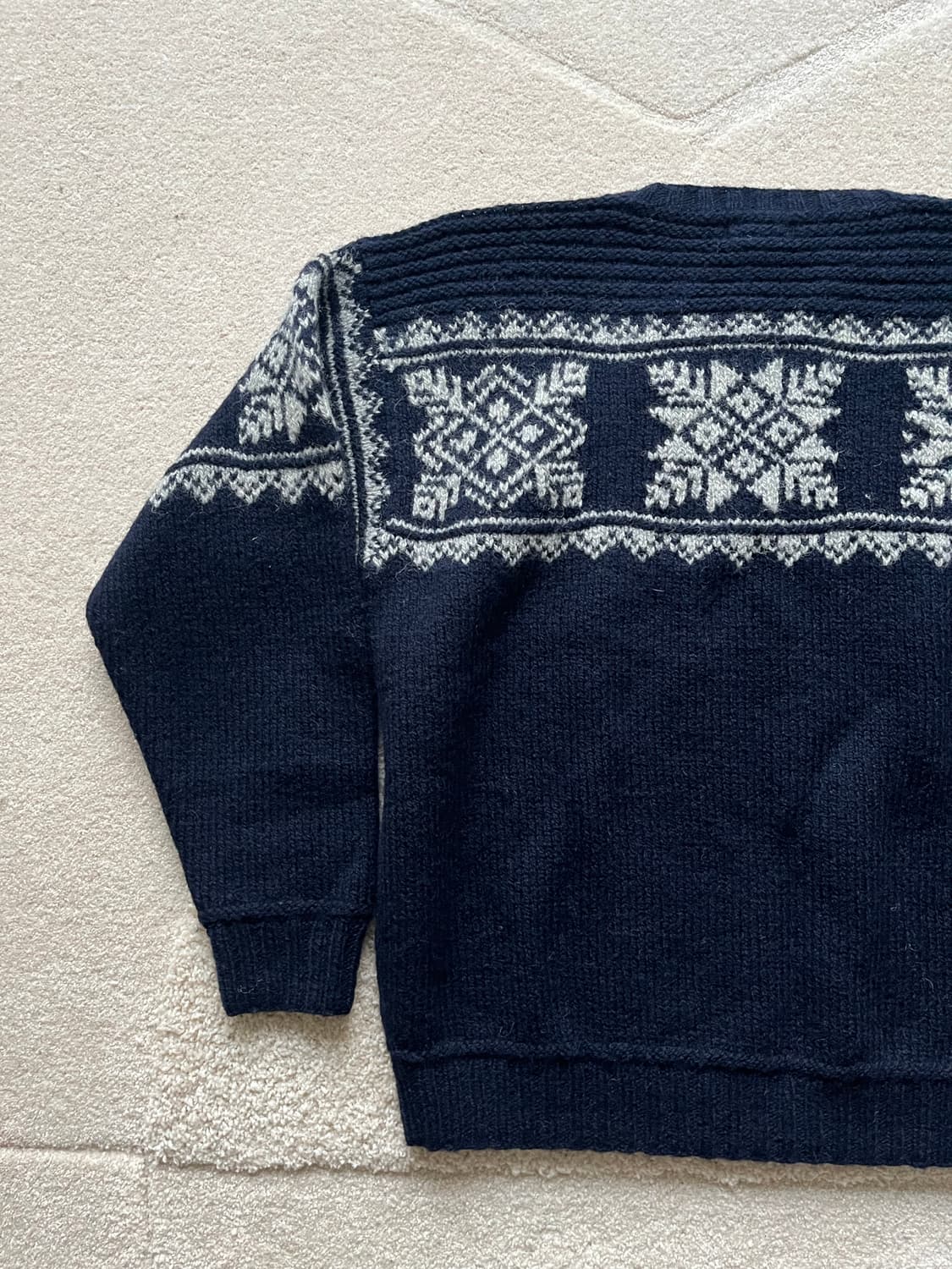 90s 엘엘빈 노르딕 스노우플레이크 100% 울 니트 스웨터 (105) 상품이미지9