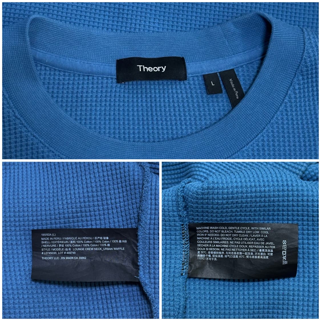 Theory 띠어리 코튼 니트 L / 100-105 / 블루 상품이미지5