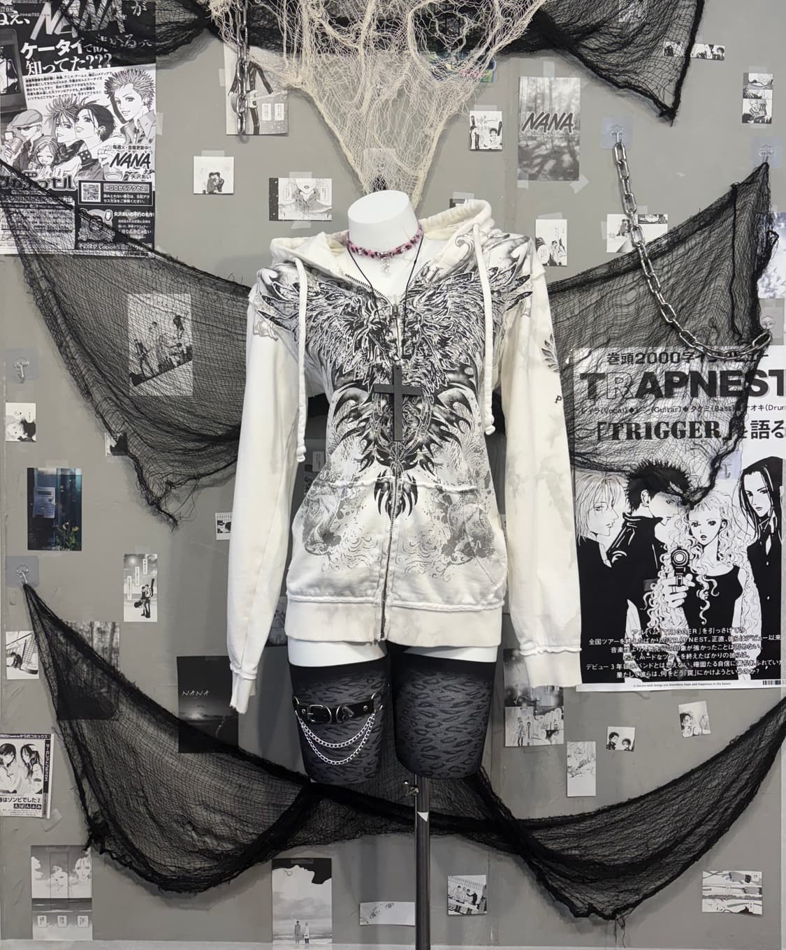 00‘s Grunge Embroidery detail hoodie zip 상품이미지1