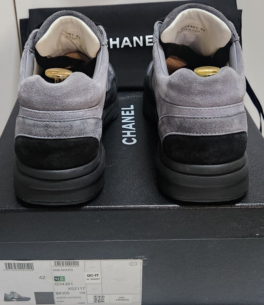 [정품 ] 샤넬 스니커즈 운동화 CC로고 스웨이드 그레이/블랙 42 상품이미지6