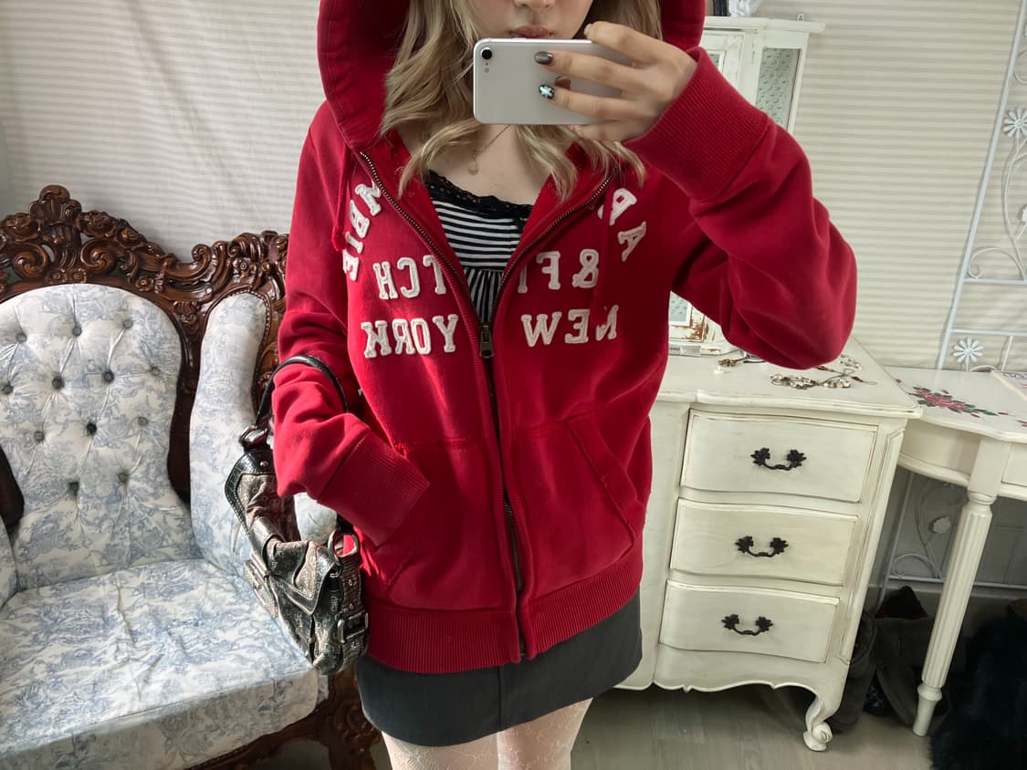 Abercrombie & Fitch red hood zip-up 상품이미지1