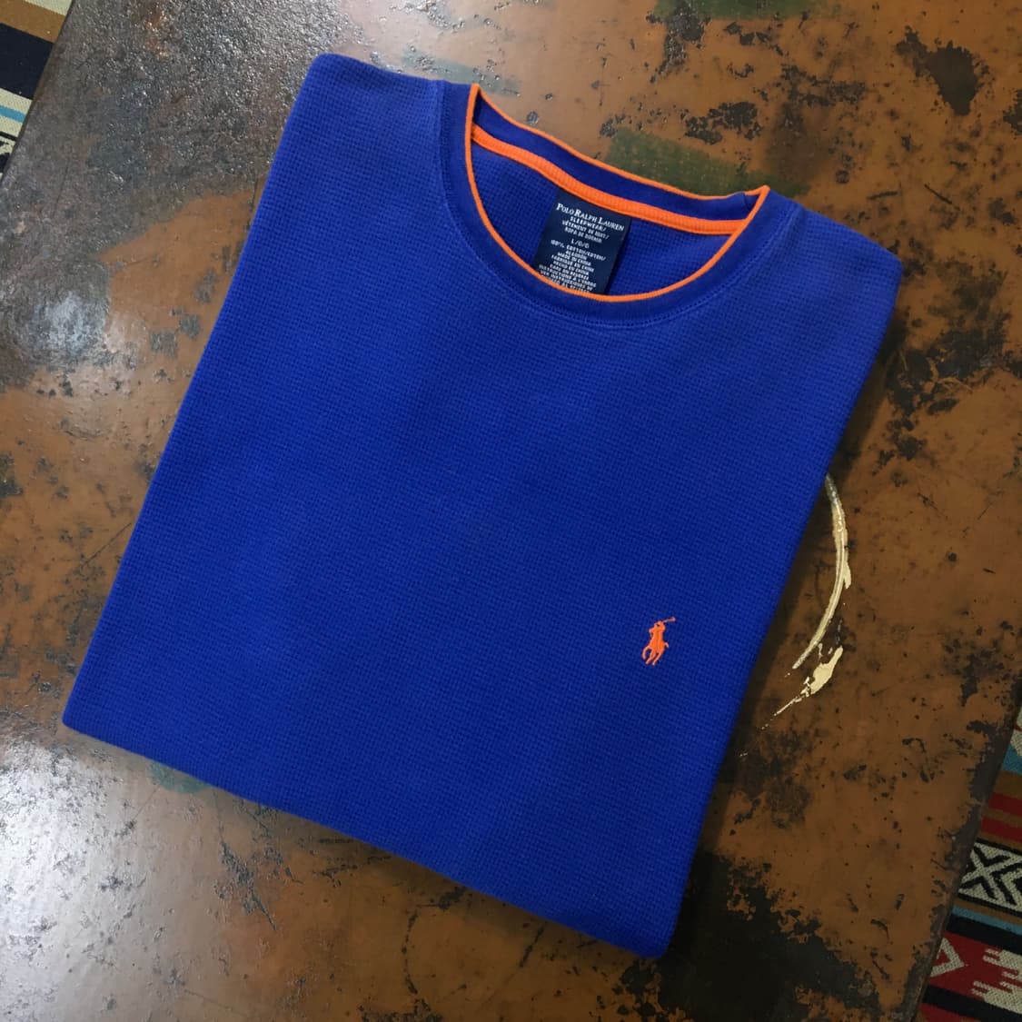 폴로랄프로렌 딥 블루 와플 롱 슬리브 남성 105 110 사이즈 상품이미지1