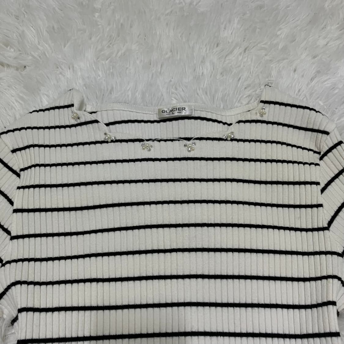 빈티지 진주 스트라이프 니트 909 y2k 스트릿 모리 갸루 일본빈티지  상품이미지5