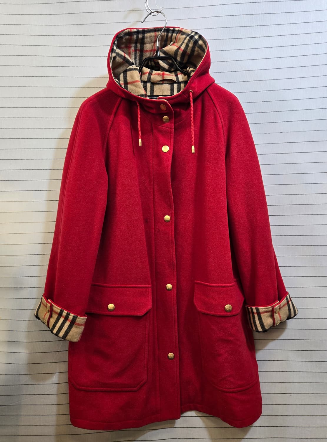 버버리 더플 롱 코트 레드 상품이미지2