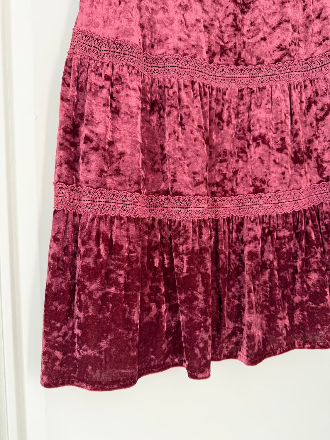 일본빈티지 핑크 벨벳 레이스 스커트 상품이미지6