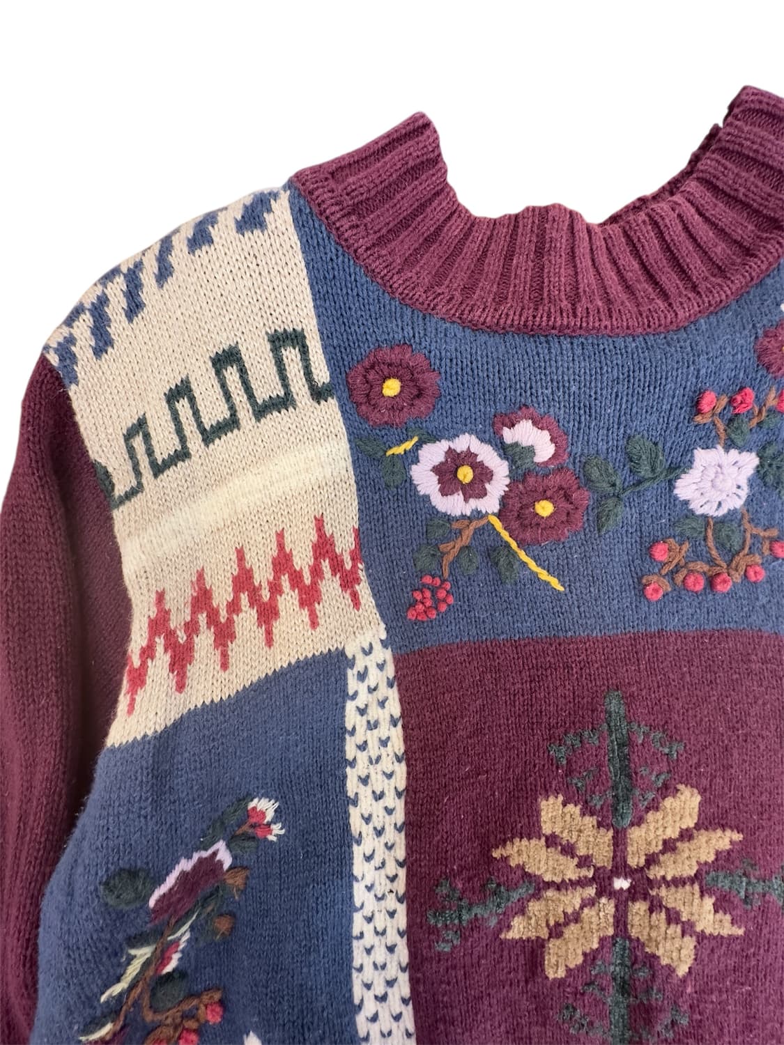 일본빈티지 꽃자수 자수니트 상품이미지3