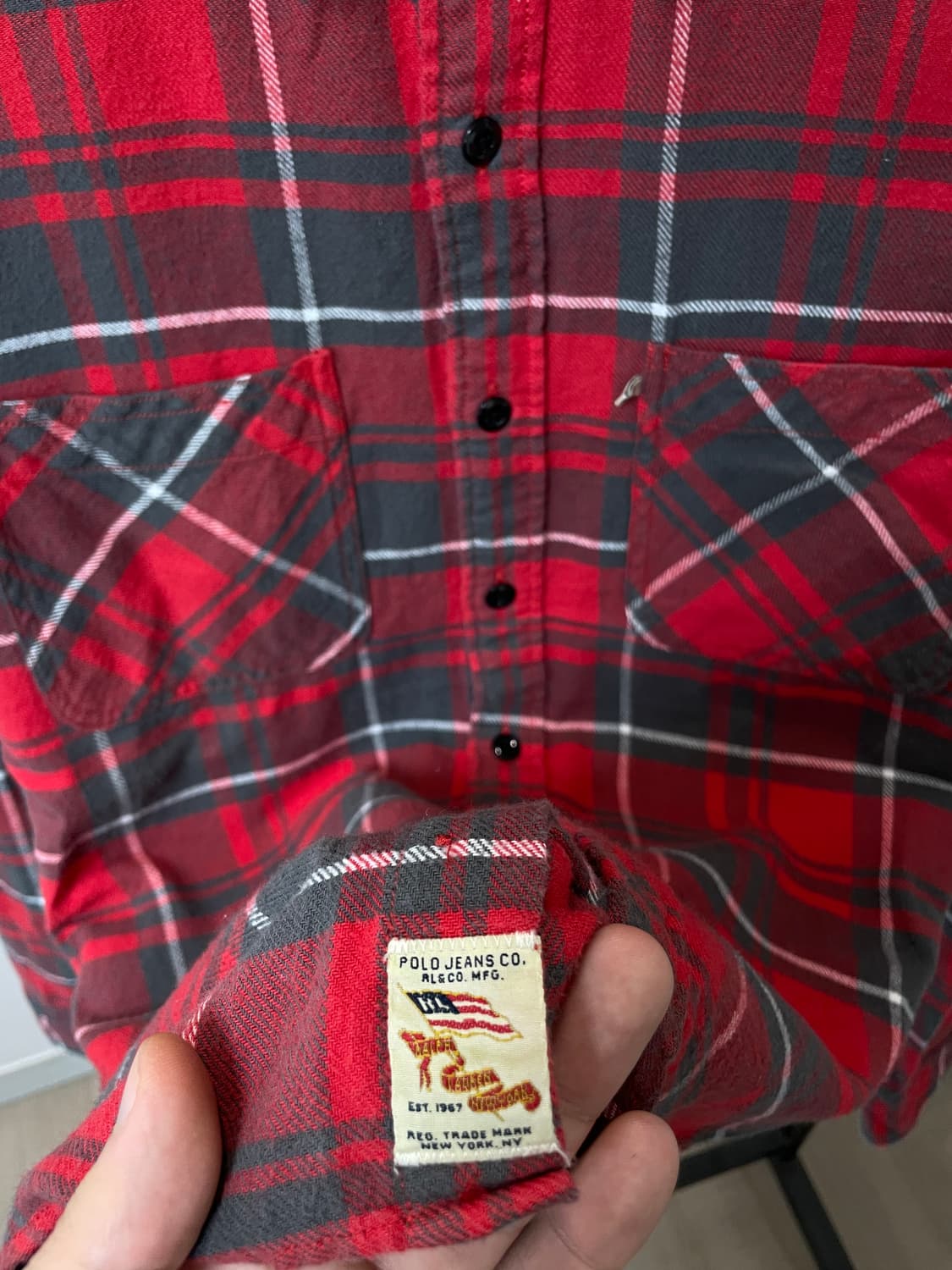 (M) 폴로 진스 컴퍼니 레드 체크 투포켓 셔츠 상품이미지3