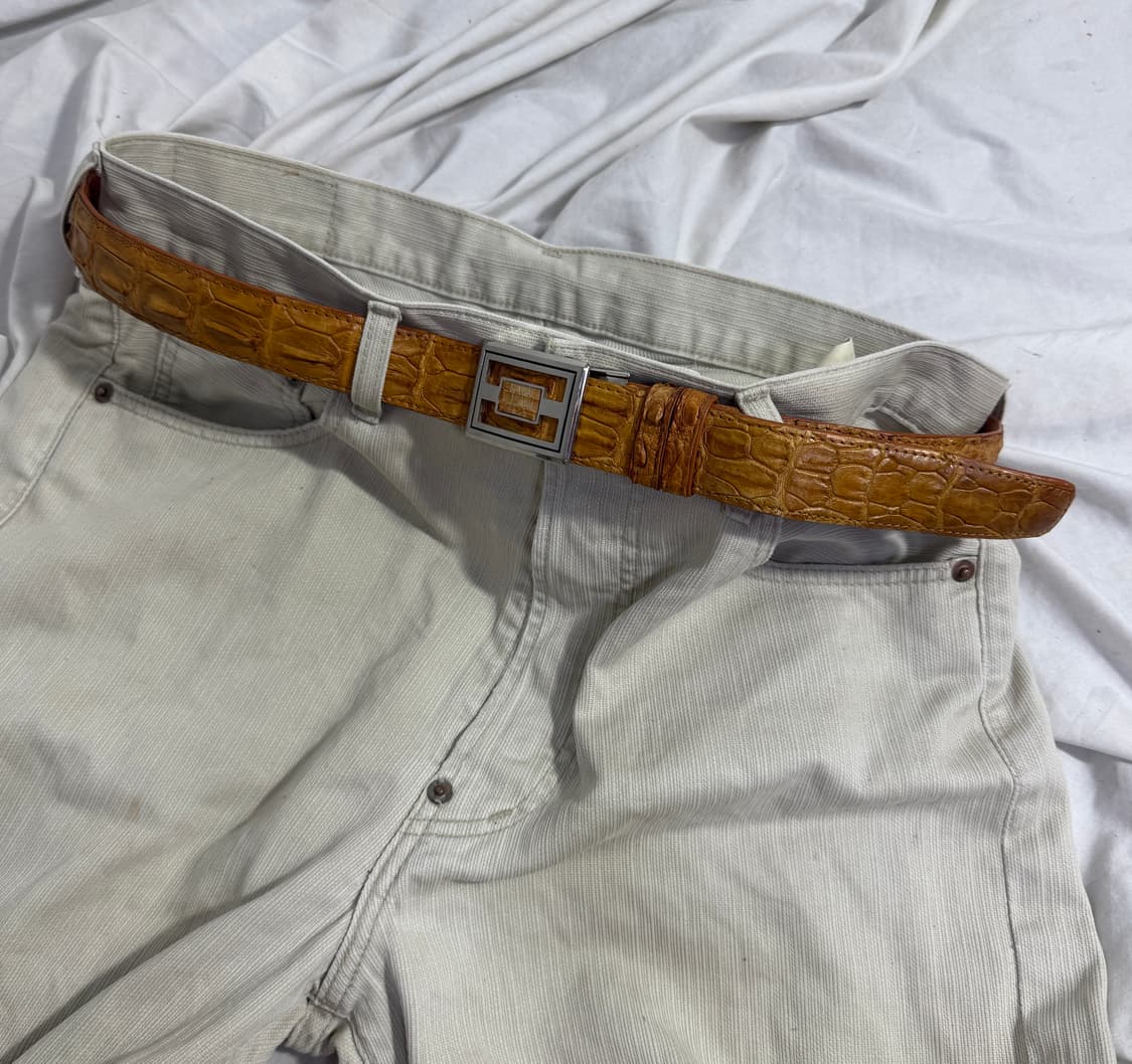 Golden Crocodile 천연 악어 가죽 벨트 상품이미지2