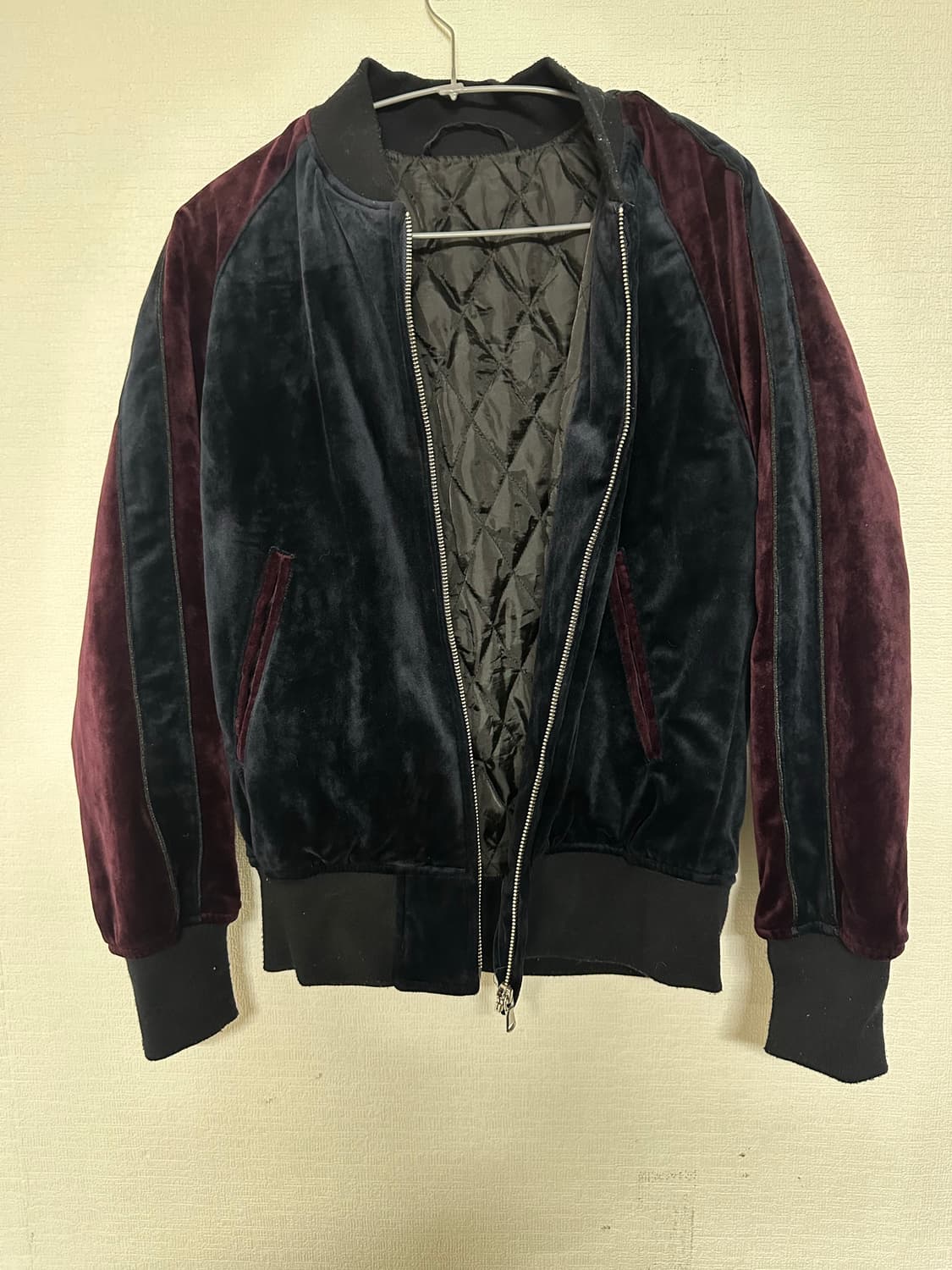 바이올렛 버건디 벨벳 배색 블루종 상품이미지2