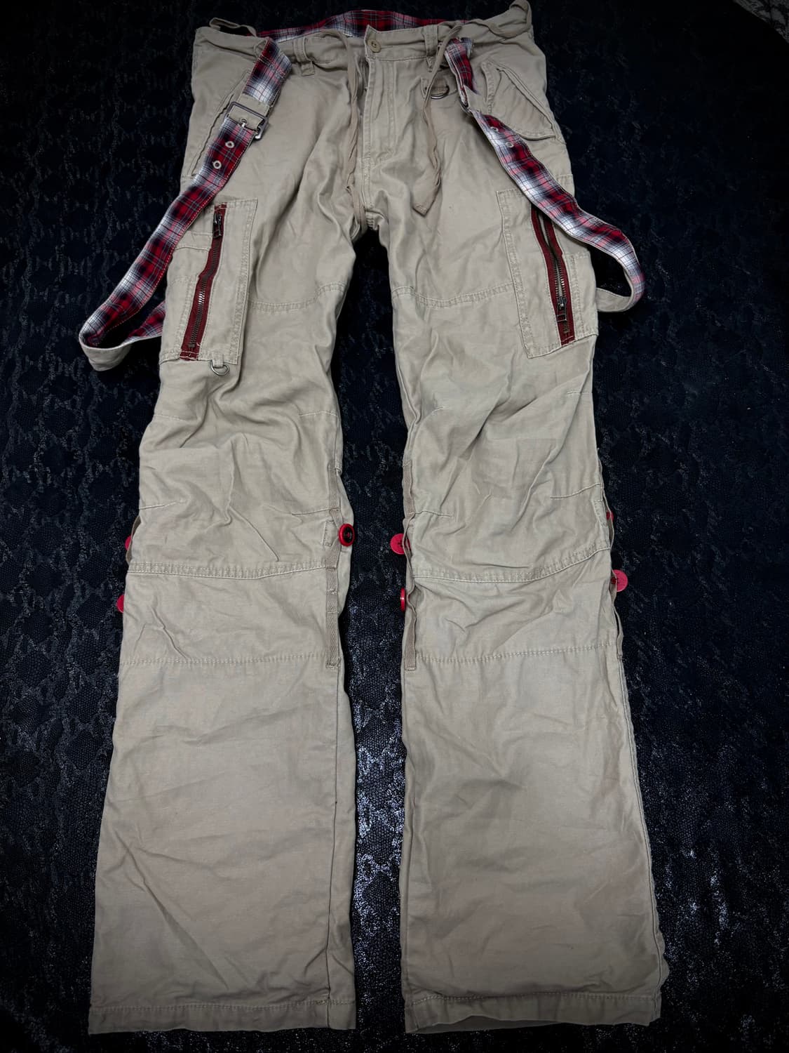 “Vintage” Y2K Mood Check Detail Cargo Be 상품이미지1