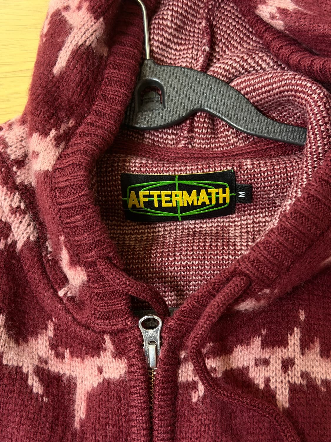 애프터매스 모헤어 니트 집업 버건디 M  상품이미지2