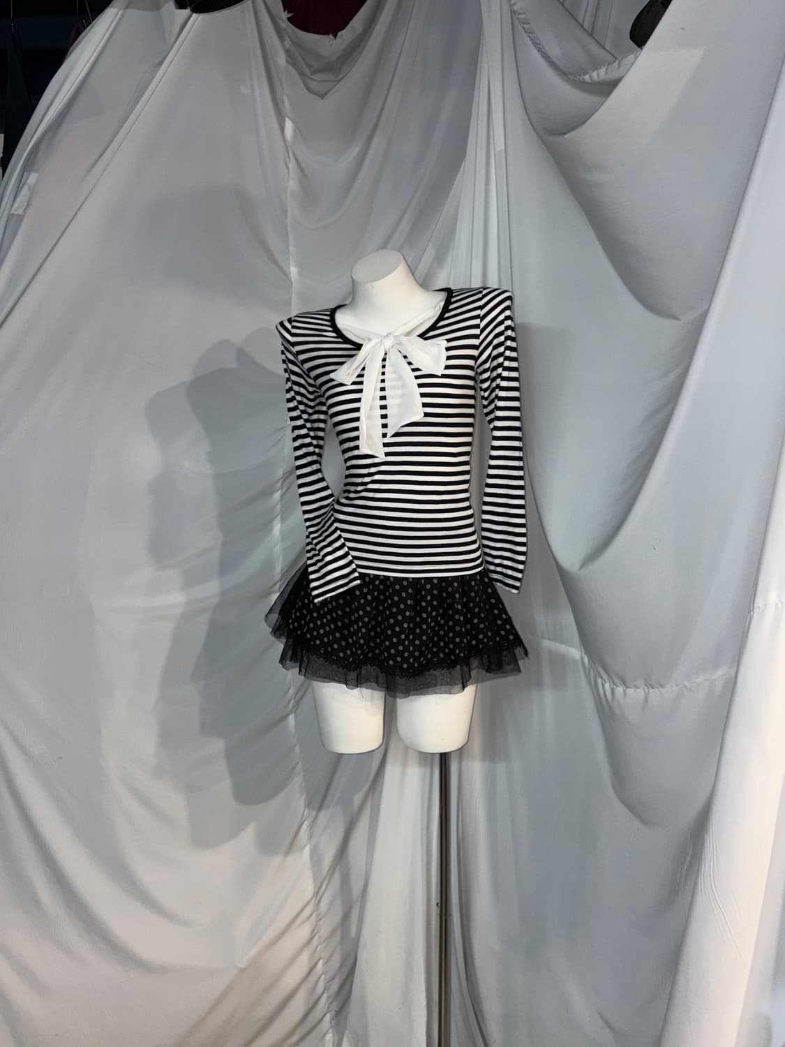미와코깔 키치 무채색 도트 코르셋 코디세트  상품이미지3