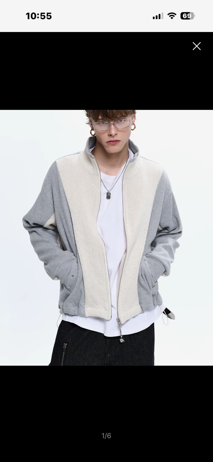 RSSC 리벳 포켓 믹스 니트집업 그레이/아이보리 상품이미지1