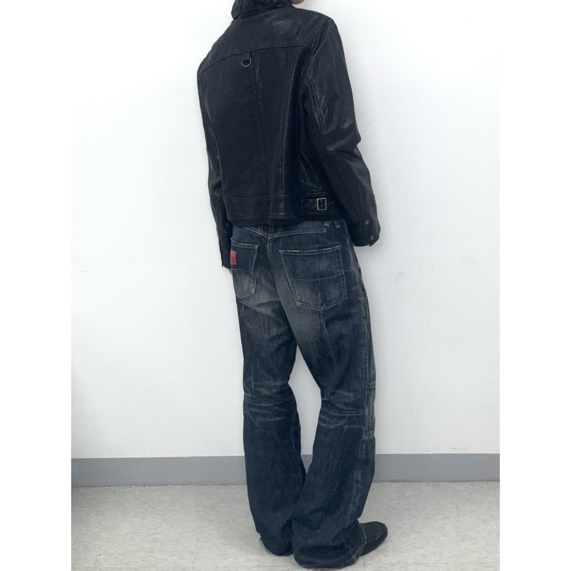 빈티지 블랙 락시크 리얼레더 자켓 상품이미지5