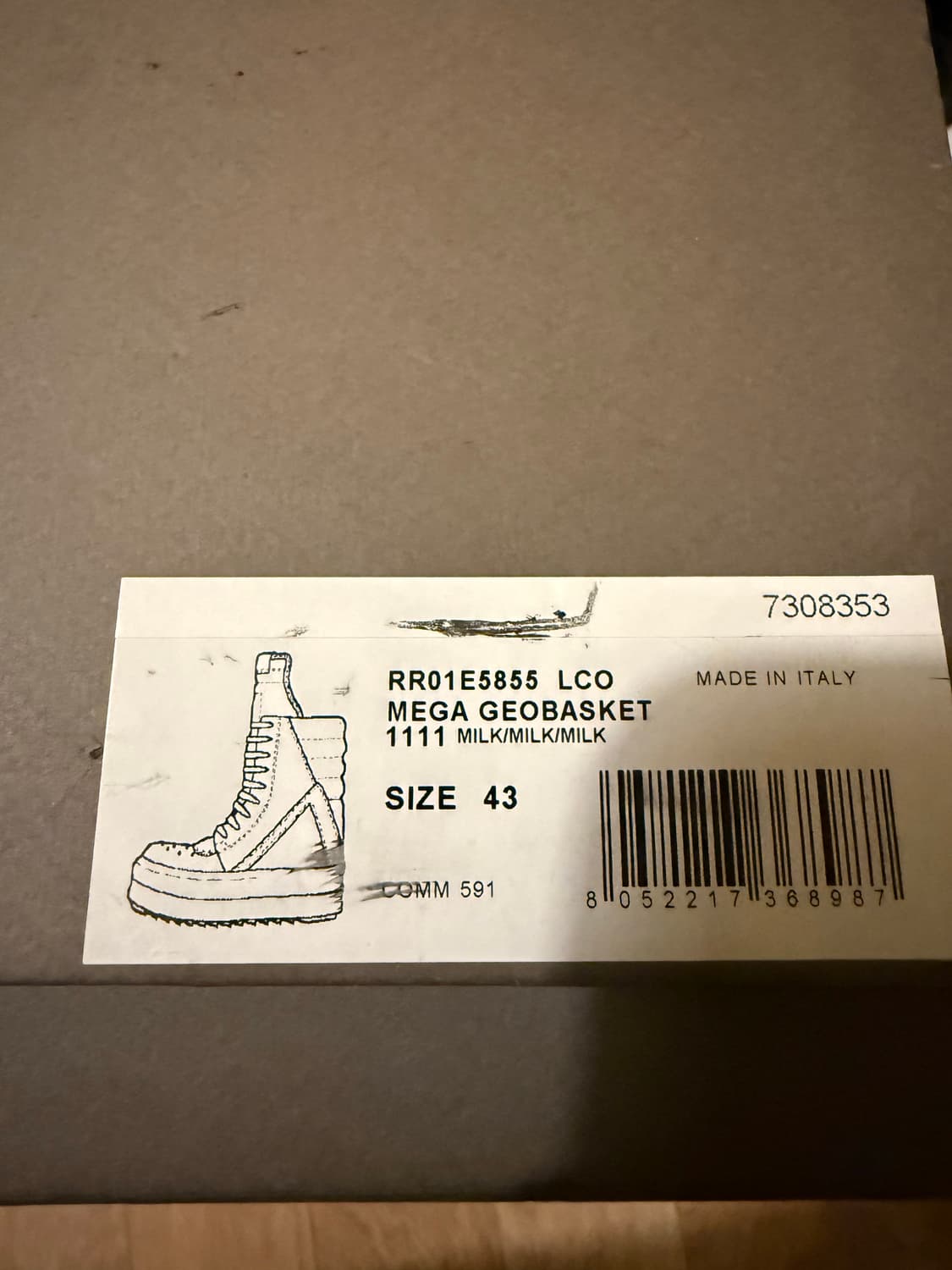 릭오웬스 24AW 메가 지오바스켓 밀크 43사이즈 RICK OWENS 상품이미지3