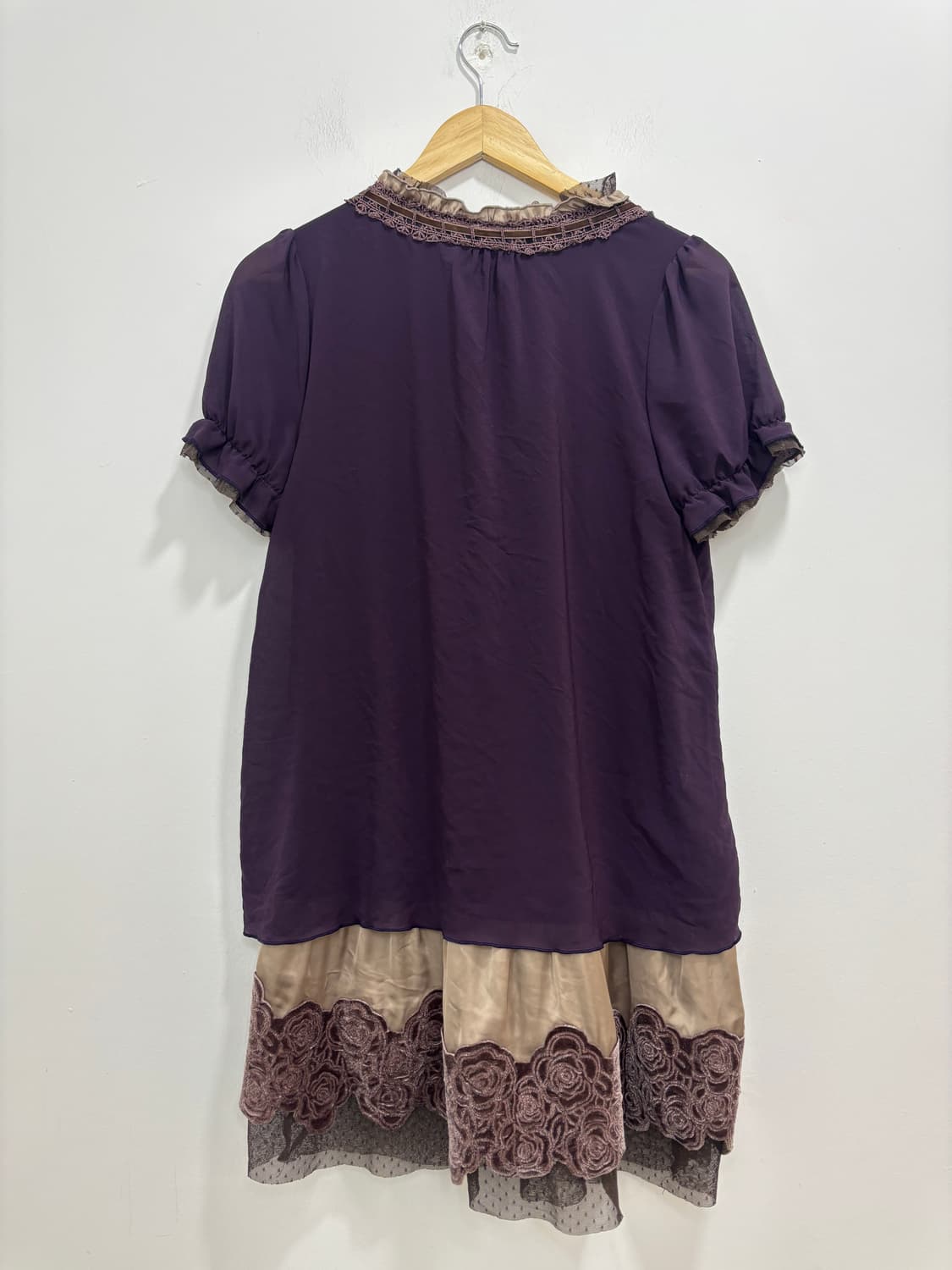 액시즈 팜 자주빛 레이스 꽃 반팔 레이어드 원피스 상품이미지8