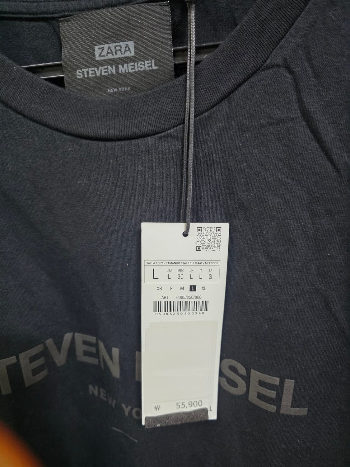 ZARA 스티븐 마이젤 반팔티 블랙 L사이즈 상품이미지2