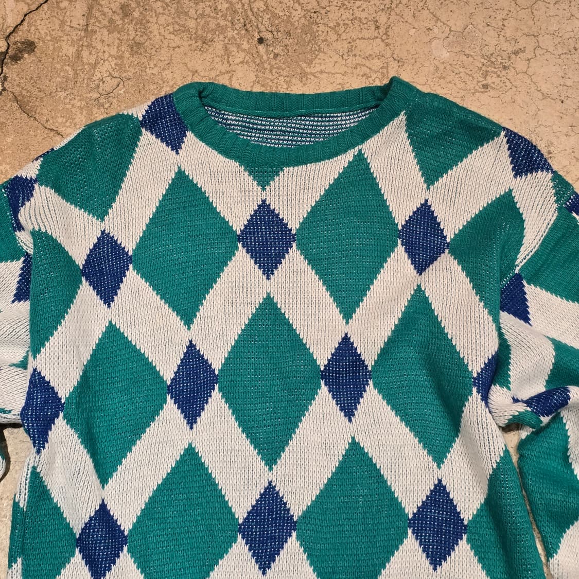 80s 아가일 라운드넥 니트 스웨터(Unisex) 상품이미지2