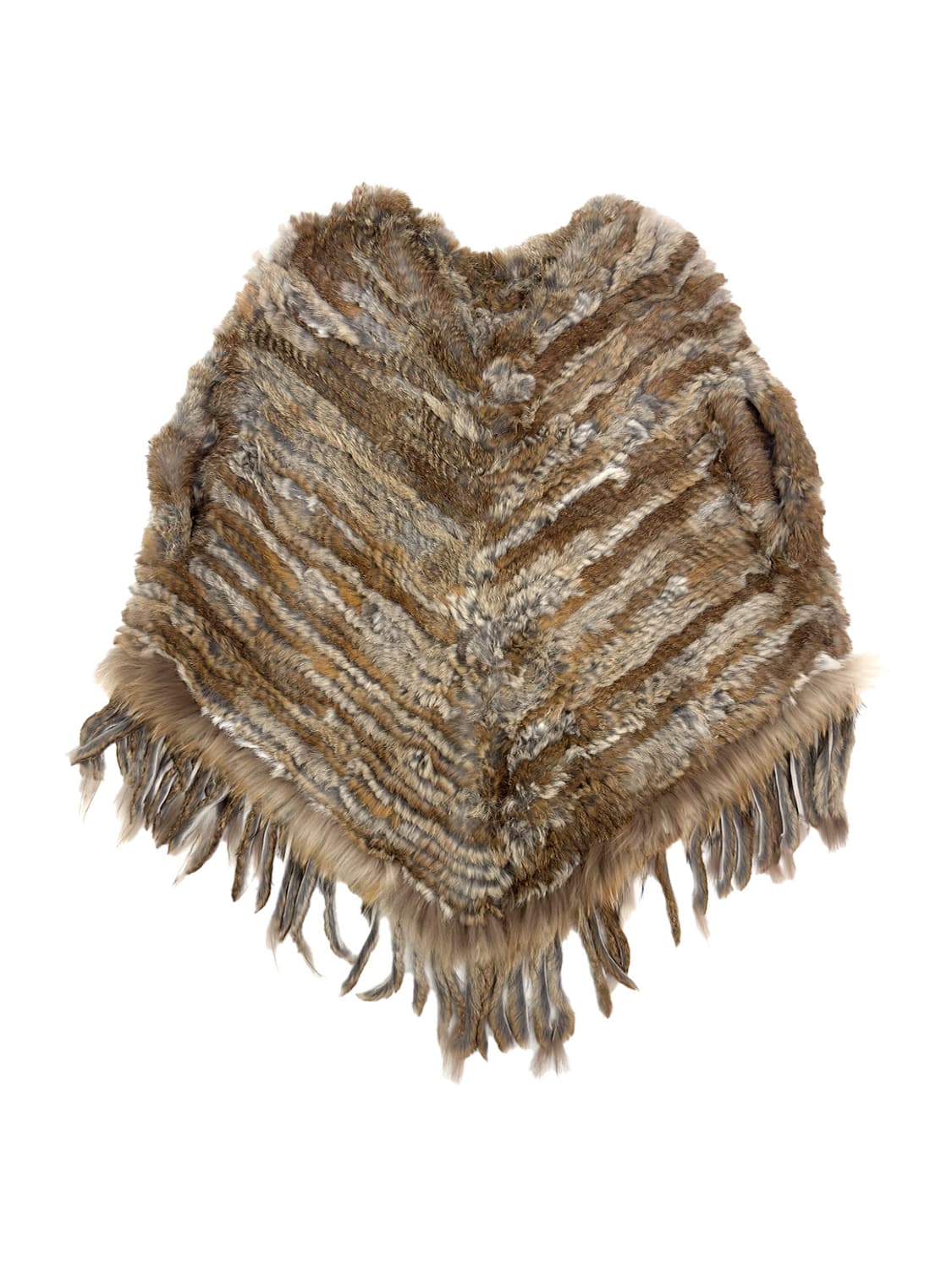 Rabbit  Fur Fringe Pancho Cape/ Os 상품이미지1
