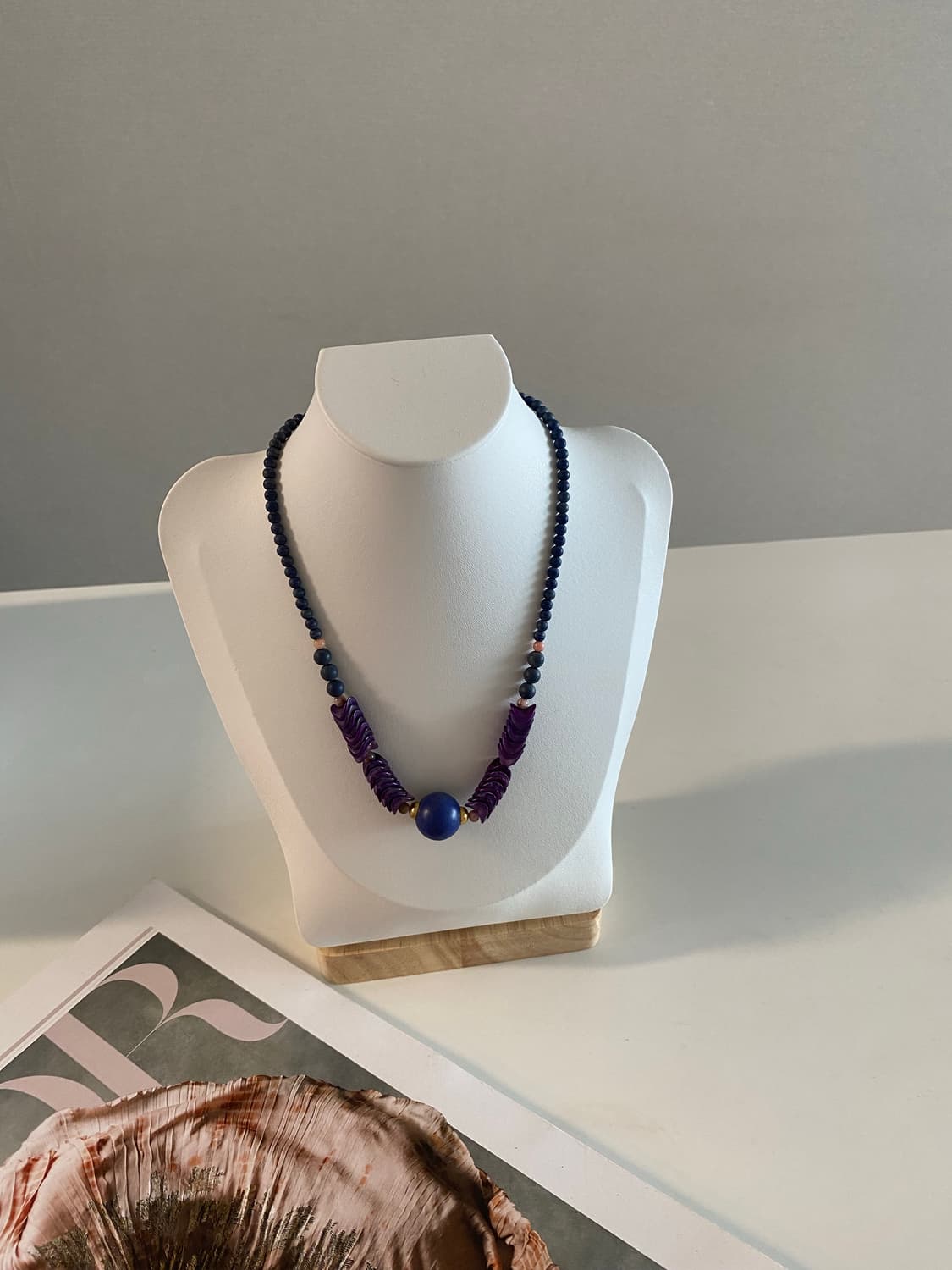퍼플 청보라 비즈 목걸이 일본 빈티지 네크리스 상품이미지8
