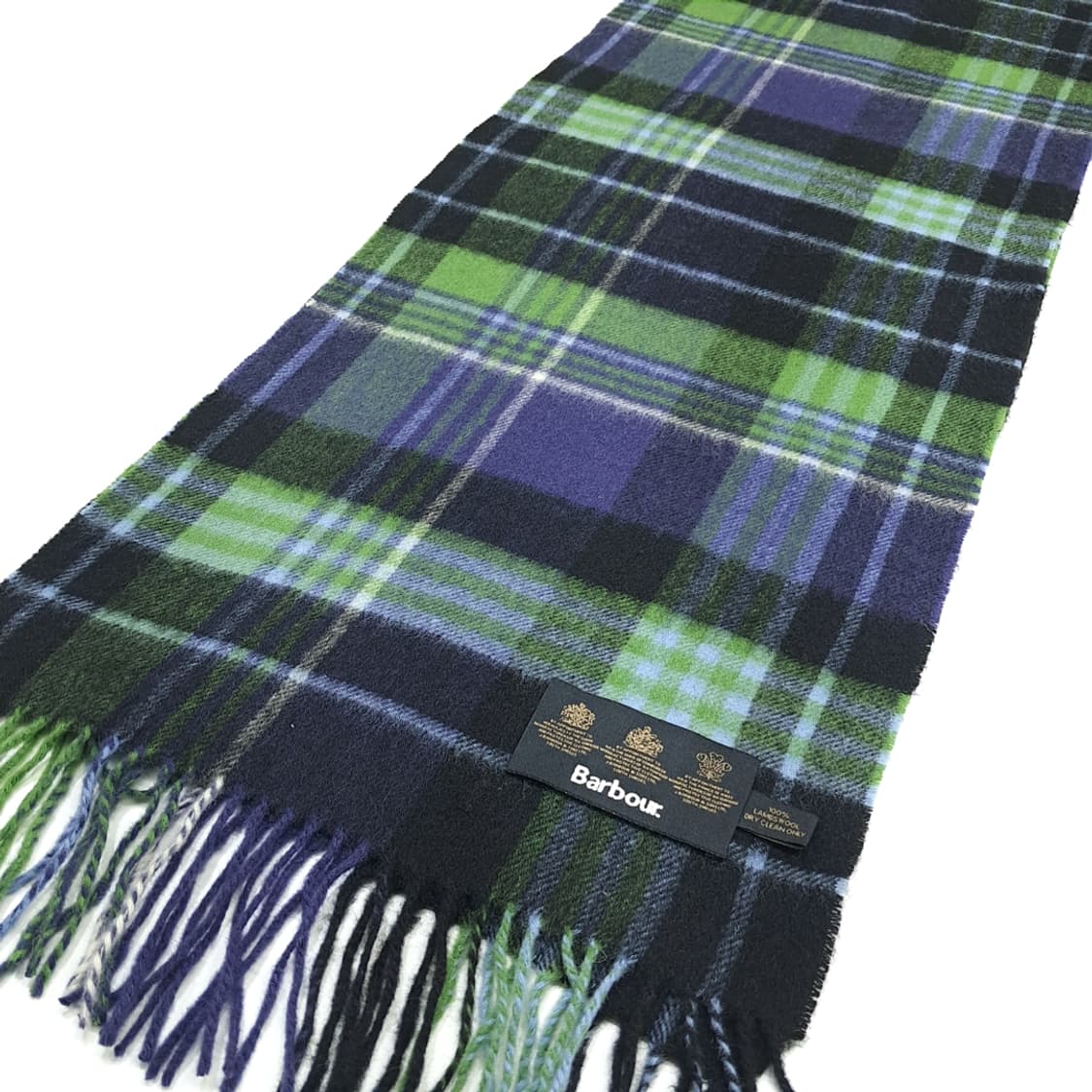 MX327 바버 로얄 네온그린 타탄체크 램스울 목도리 머플러 상품이미지4