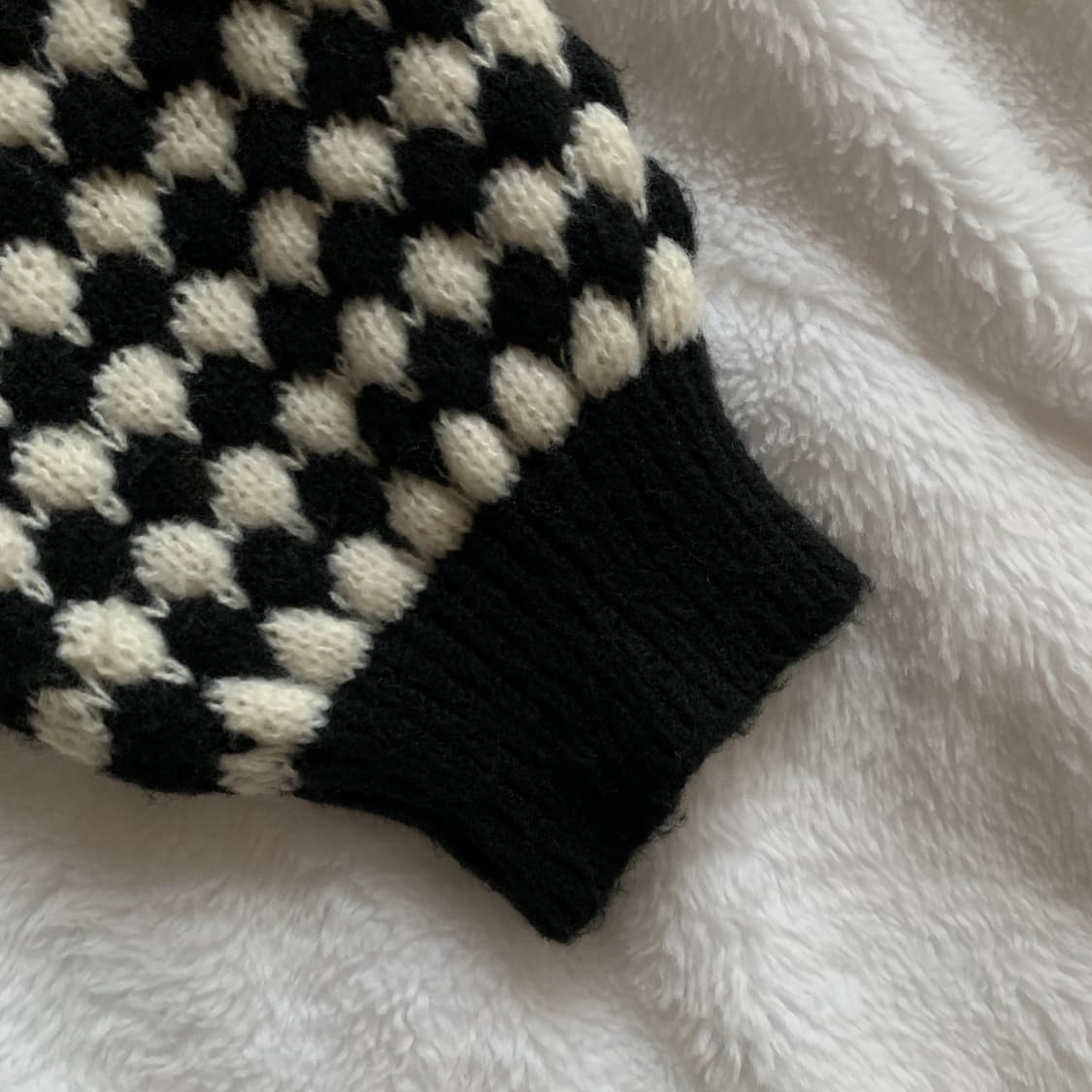 빈티지 골드 버튼 포인트 하운드투스 체크 니트 가디건 상품이미지6