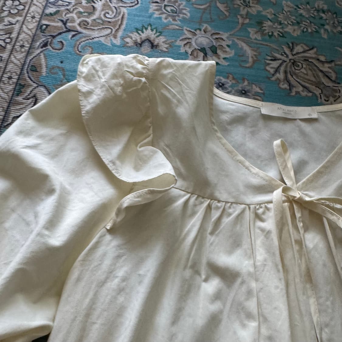 거의새옷 연한노랑 리본 면 블라우스 상품이미지7