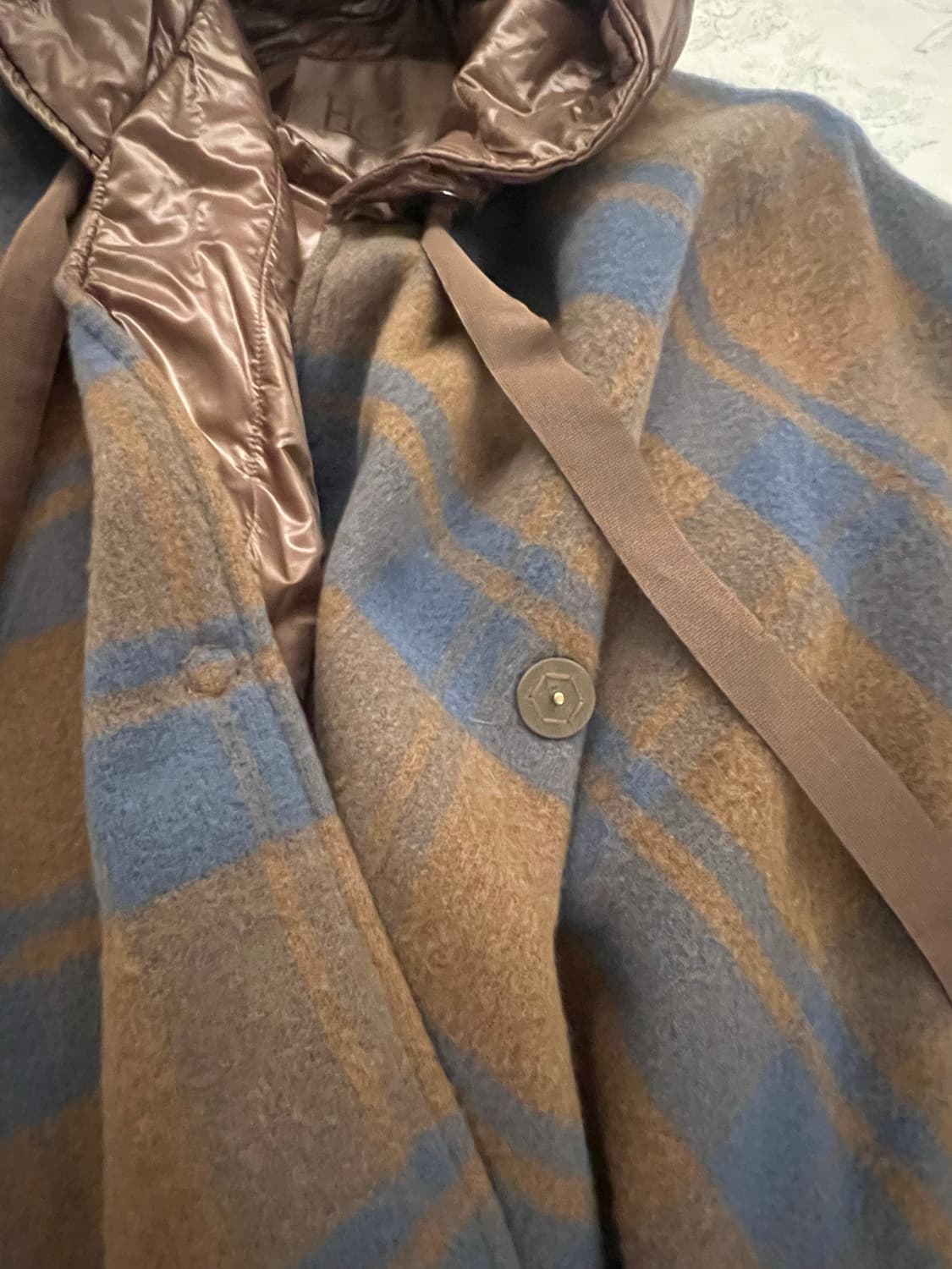 Herno 리조트 울 체크 케이프 패딩 상품이미지6