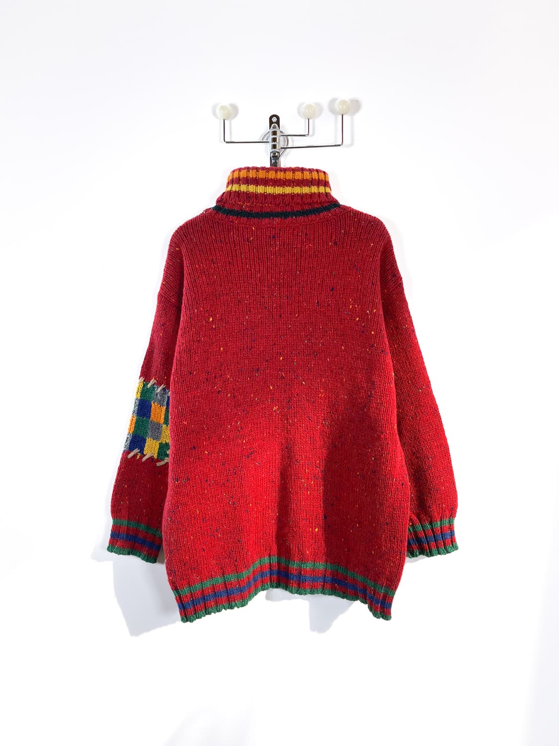 90's 베네통 헤비울 패치워크 스웨터 상품이미지7