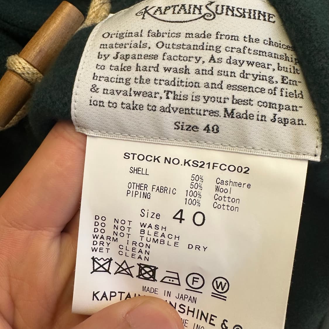 캡틴선샤인 더플코트 40사이즈 캐시미어  상품이미지5