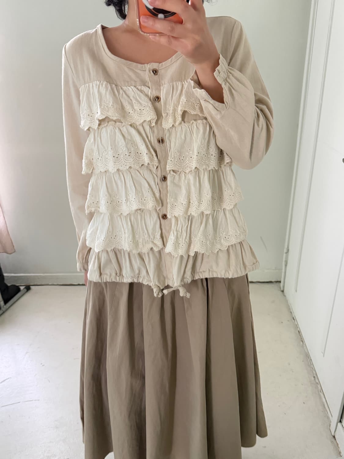 일본빈티지 모리걸 프릴 레이스 블라우스 셔츠 상품이미지1