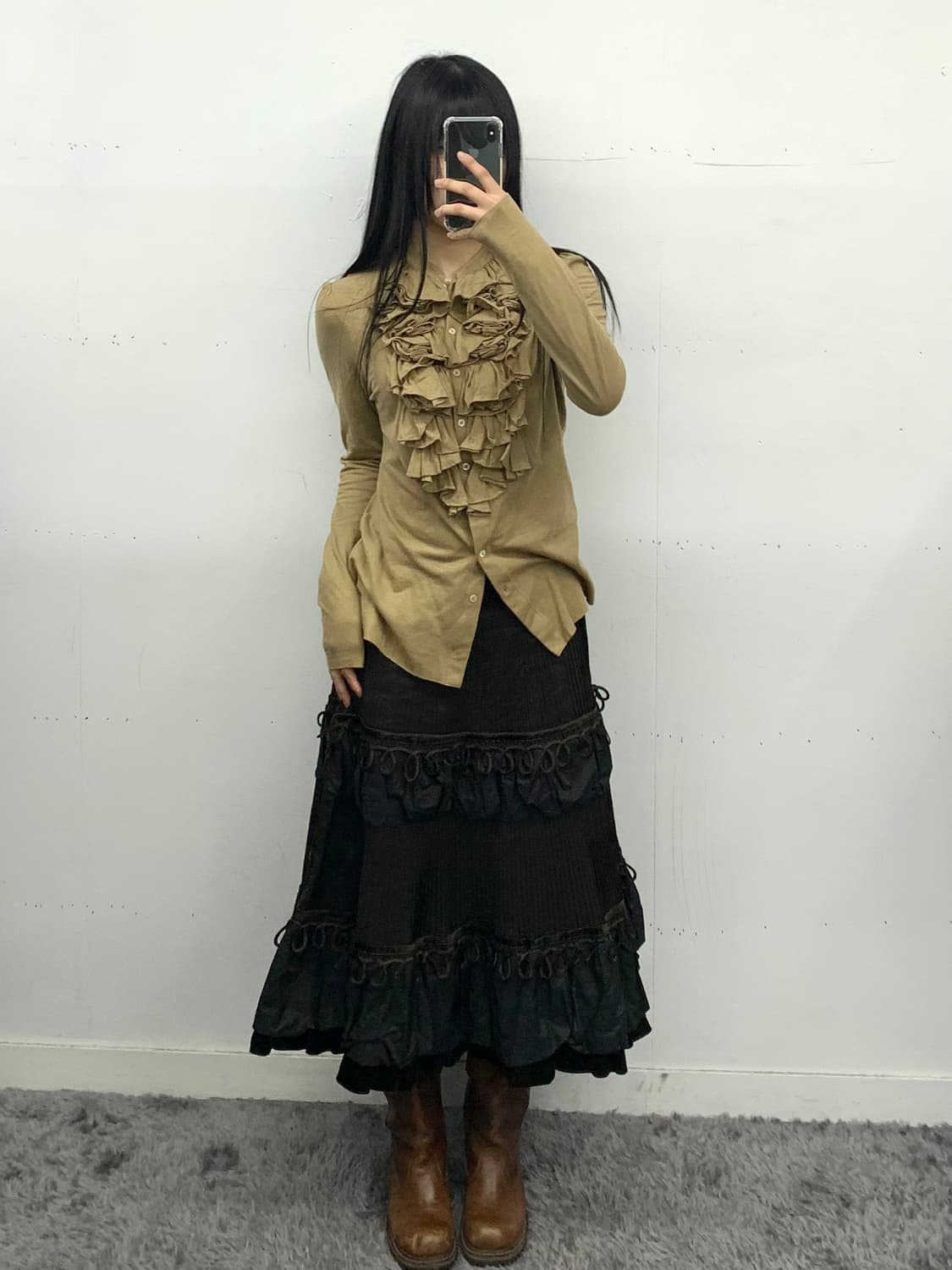 Hiroko koshino  믹스드 플레어 스커트 상품이미지3