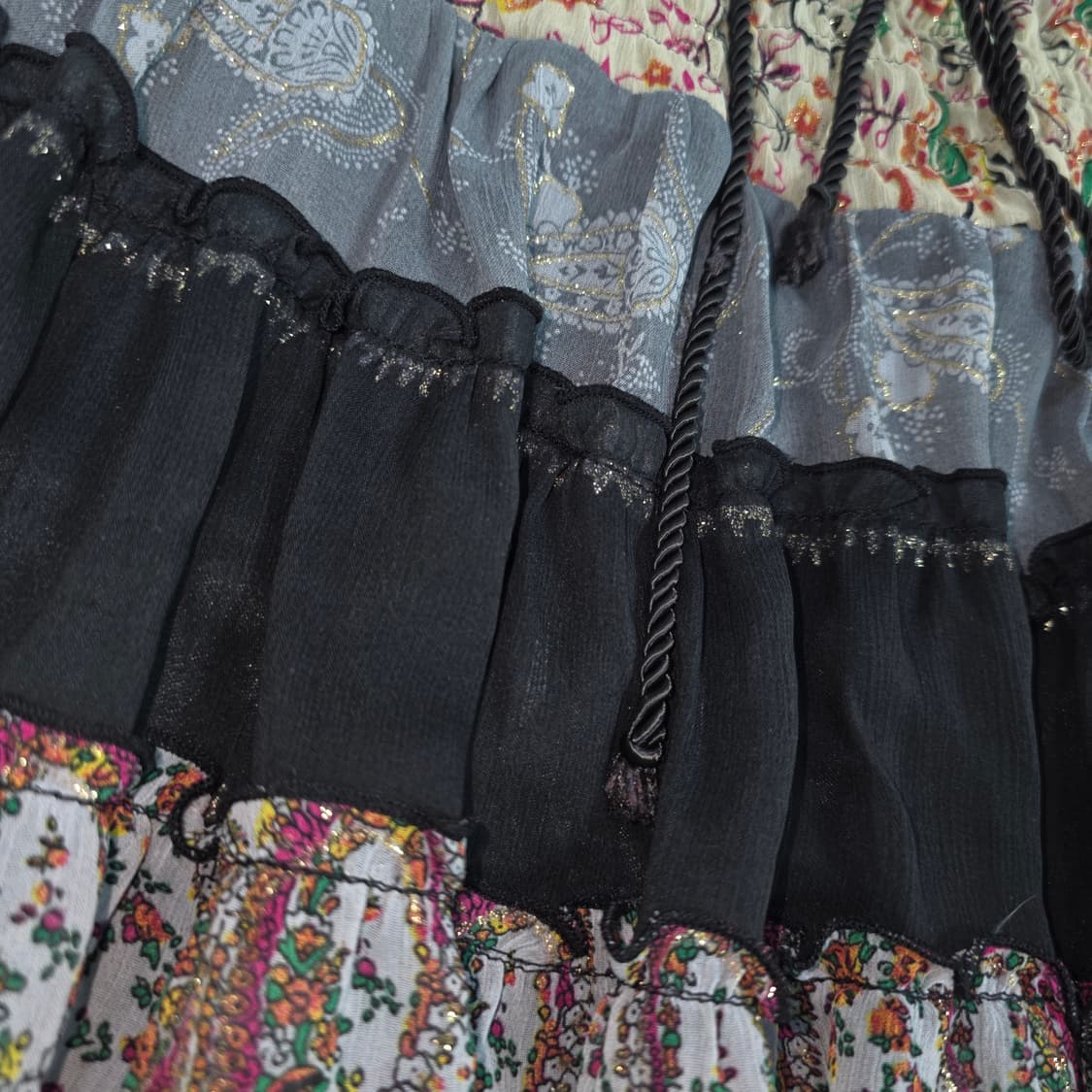 일본빈티지)오리엔탈 페이즐리 패치워크 프릴캉캉 갸루모리걸 에스닉 치마 상품이미지7