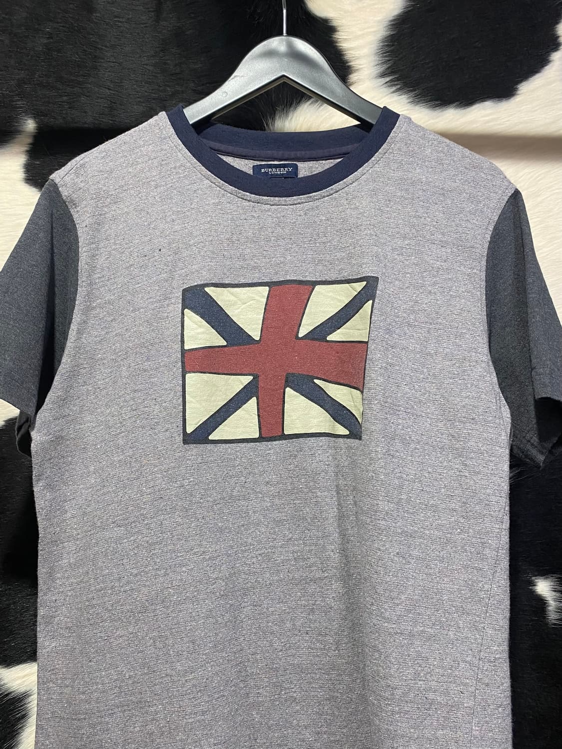 Burberry 영국국기 프린팅 배색 니트 반팔티셔츠 상품이미지2