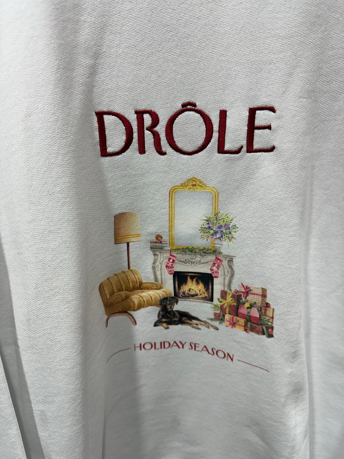 (정품/새상품) 드롤드무슈 공용 화이트 자수 로고 맨투맨 상품이미지2