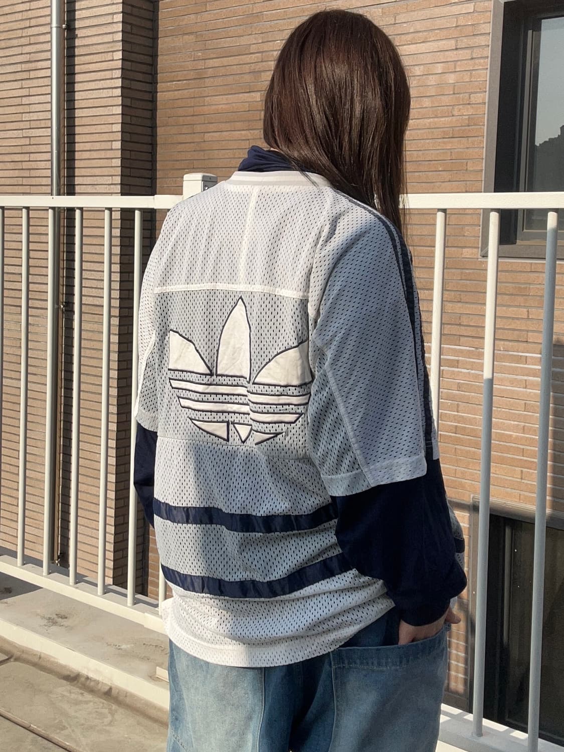 90s ADIDAS 파이어버드 매쉬 레이어드 져지 상품이미지1