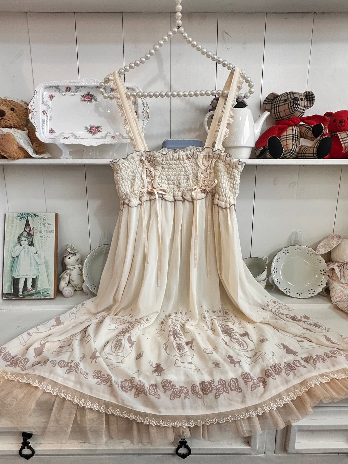 애로우) 크림 로맨틱 스모킹 원피스 상품이미지2