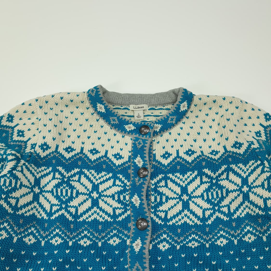 CL312 S 엘엘빈 90s 코튼 노르딕 버드아이 니트 가디건 상품이미지2