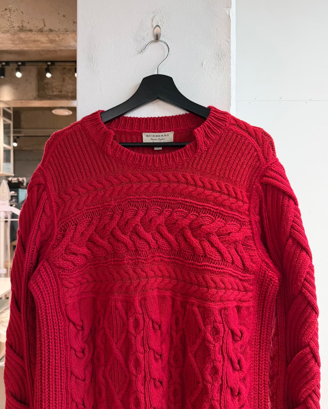 버버리 레드 아란 캐시미어혼방 니트  상품이미지3