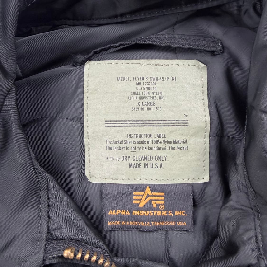 90s 알파인더스트리 USA CWU-45/P 플라이트 자켓 상품이미지5