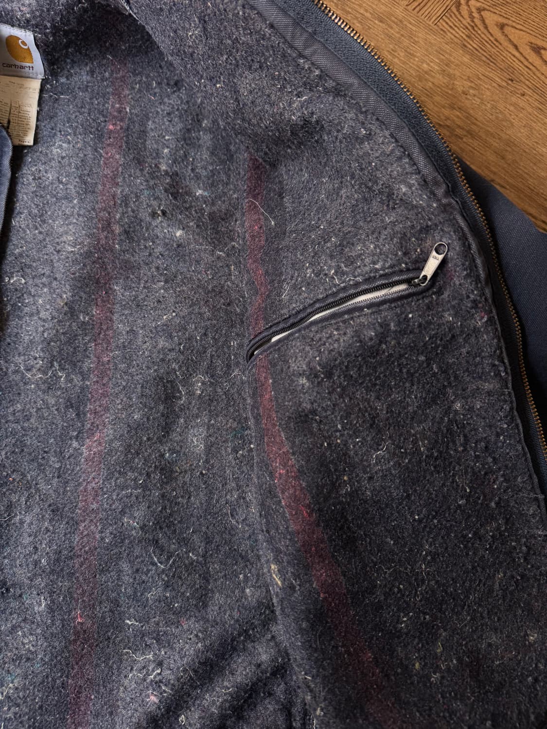 [L]칼하트 USA J01 빈티지 워싱 다크네이비 디트로이트 워크 자켓 상품이미지7