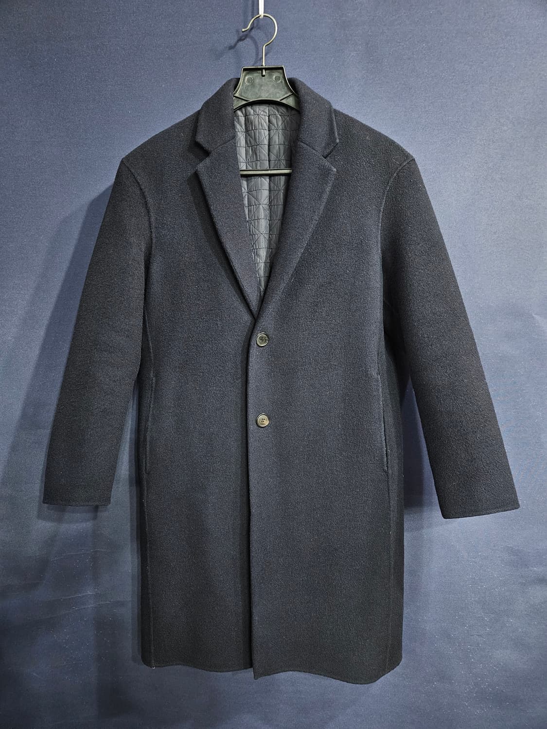 헤지스 네이비 남성 슬림핏 100 롱코트  상품이미지1