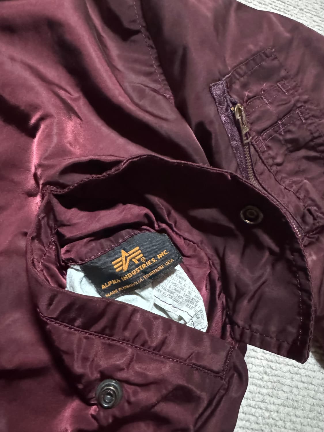 80s USA made 알파인더스트리 MA-1 버건디 M 상품이미지9