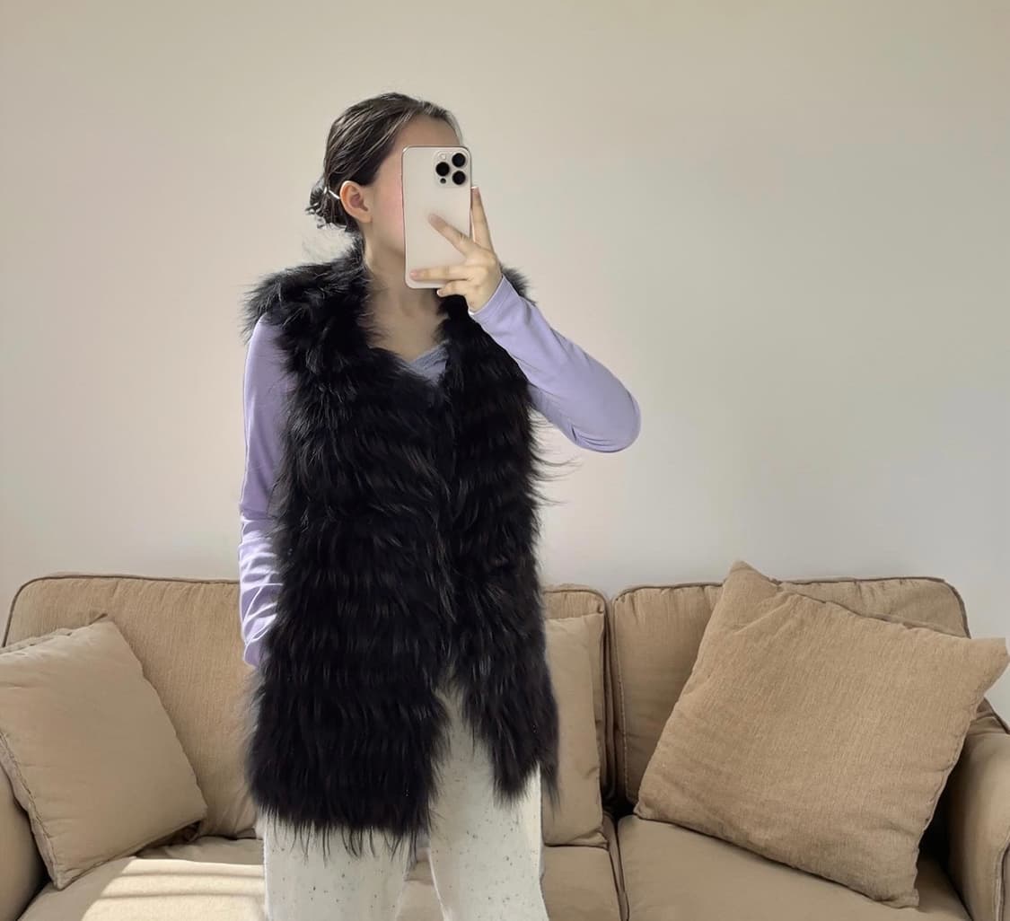 빈티지 Mind bridge 라쿤퍼 차졸 니트 조끼 베스트 상품이미지5